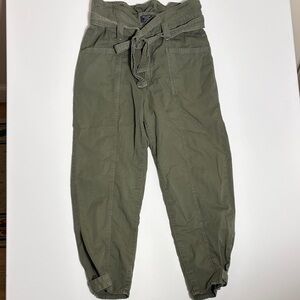 Abercrombie & Fitch Olive Paperbag Waist Utility Pants Belted